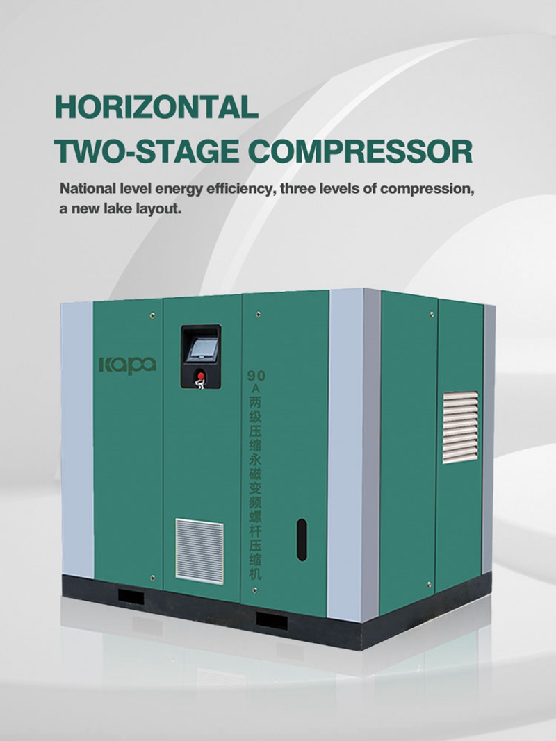 Horizontal double permanent magnet variable frequency screw air compressor